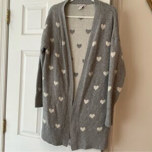 Sincerely Jules Gray Cardigan with White Heart Design